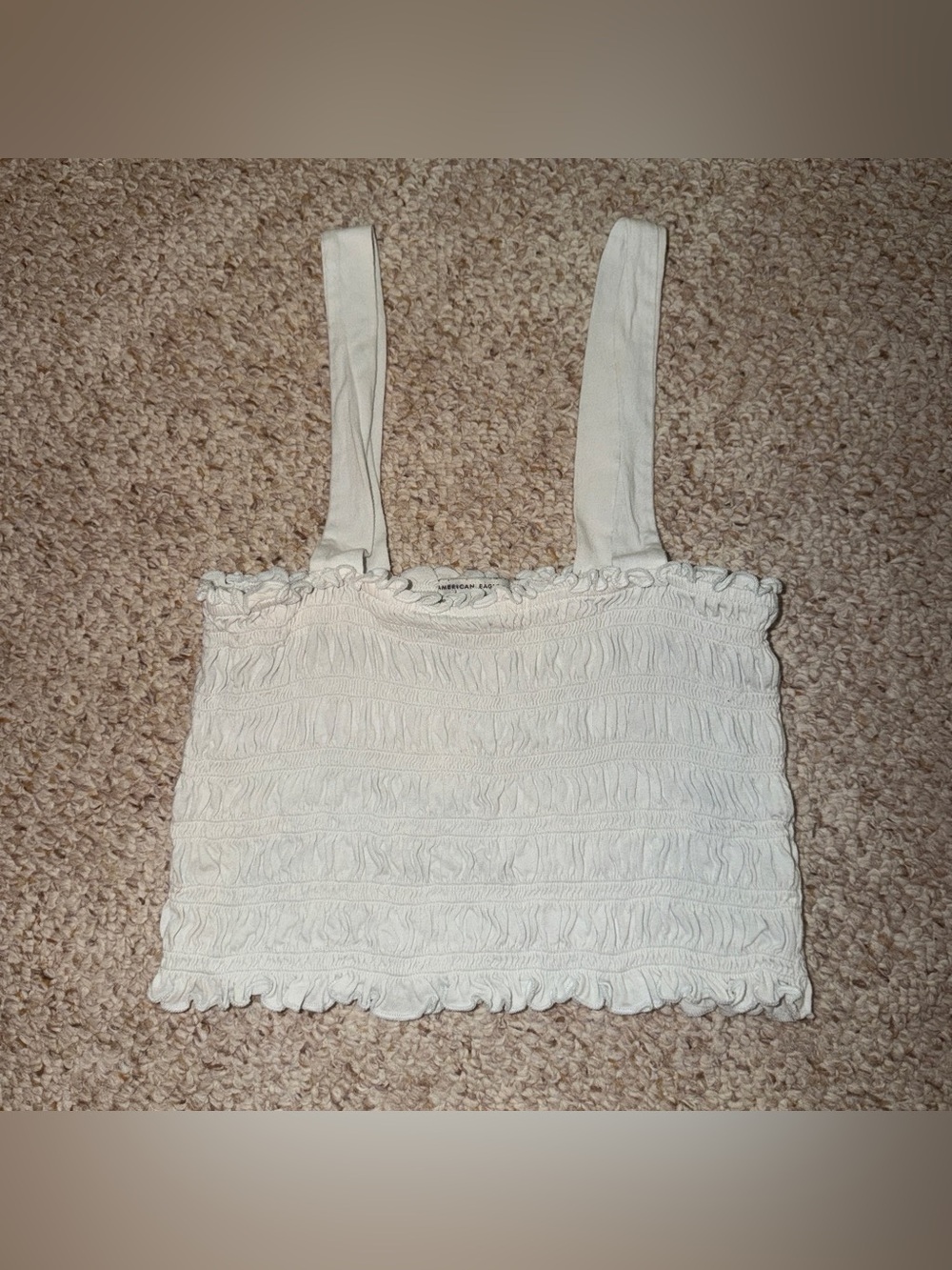 Smocked American Eagle Tank Top with Ruffle Trim